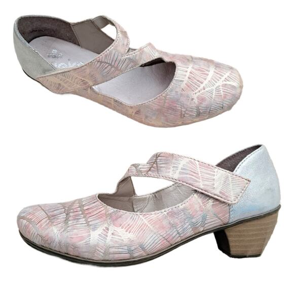 Rieker Shoes - REIKER Rose / Silver Mary Jane Strap Low Heel Comfort Pump Court Shoe Size 37